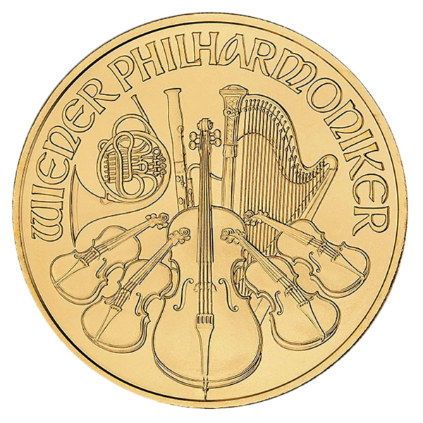 1 oz Austrian Philharmonic Gold Coin (Common Date) front