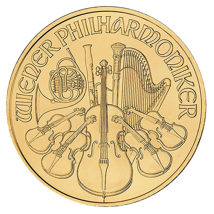 1 oz Austrian Philharmonic Gold Coin (Common Date) front