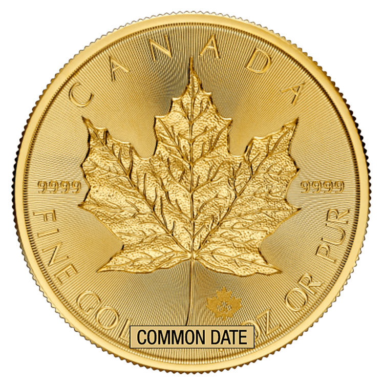 1 oz Canadian Gold Maple Leaf Coin (Common Date) front