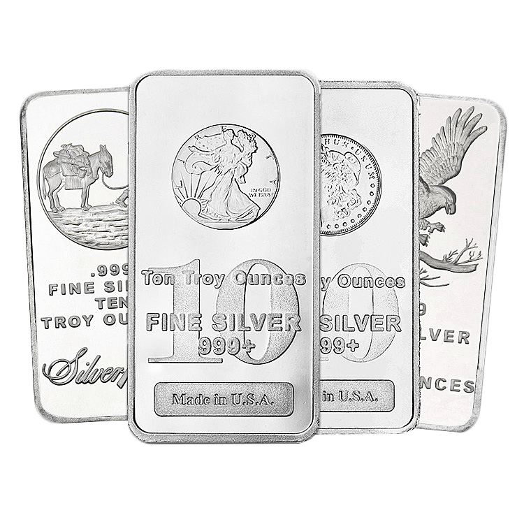 10 oz Silver Bar – Various Mints front